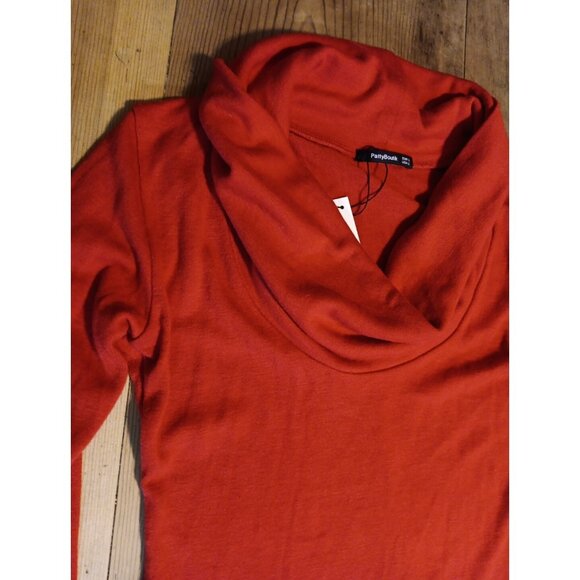 Patty Boutik Womens L Bright Red Sweater Dress Cowl Neck Stretch Long Sleeve NWT - Picture 2 of 5
